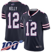 Nike Buffalo Bills #12 Jim Kelly Navy Men's Stitched NFL Limited Inverted Legend 100th Season Jersey