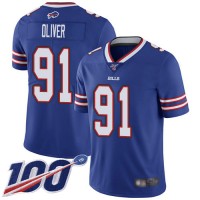 Nike Buffalo Bills #91 Ed Oliver Royal Blue Team Color Men's Stitched NFL 100th Season Vapor Limited Jersey