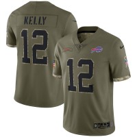 Buffalo Buffalo Bills #12 Jim Kelly Nike Men's 2022 Salute To Service Limited Jersey - Olive