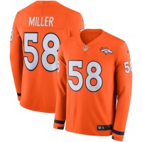 Men's Denver Broncos #58 Von Miller Orange Team Color Men's Stitched NFL Limited Therma Long Sleeve Jersey