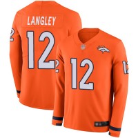 Men's Denver Broncos #12 Brendan Langley Orange Team Color Men's Stitched NFL Limited Therma Long Sleeve Jersey
