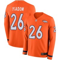 Men's Denver Broncos #26 Isaac Yiadom Orange Team Color Men's Stitched NFL Limited Therma Long Sleeve Jersey