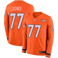 Men's Denver Broncos #77 Sam Jones Orange Team Color Men's Stitched NFL Limited Therma Long Sleeve Jersey