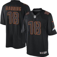Nike Denver Broncos #18 Peyton Manning Black Men's Stitched NFL Impact Limited Jersey