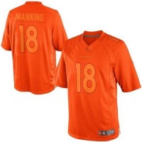 Nike Denver Broncos #18 Peyton Manning Orange Men's Stitched NFL Drenched Limited Jersey