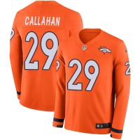 Men's Denver Broncos #29 Bryce Callahan Orange Team Color Men's Stitched NFL Limited Therma Long Sleeve Jersey