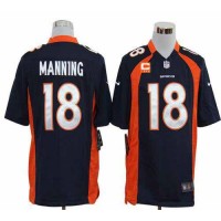 Nike Denver Broncos #18 Peyton Manning Navy Blue Alternate With C Patch Men's Stitched NFL Game Jersey