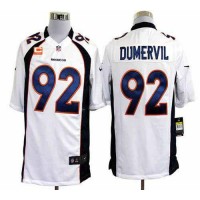 Nike Denver Broncos #92 Elvis Dumervil White With C Patch Men's Stitched NFL Game Jersey