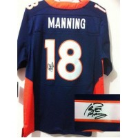 Nike Denver Broncos #18 Peyton Manning Navy Blue Alternate Men's Stitched NFL Elite Autographed Jersey