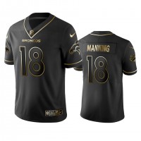 Denver Broncos #18 Peyton Manning Men's Stitched NFL Vapor Untouchable Limited Black Golden Jersey