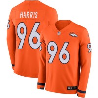 Nike Denver Broncos #96 Shelby Harris Orange Team Color Men's Stitched NFL Limited Therma Long Sleeve Jersey