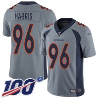 Nike Denver Broncos #96 Shelby Harris Gray Men's Stitched NFL Limited Inverted Legend 100th Season Jersey
