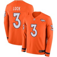Nike Denver Broncos #3 Drew Lock Orange Team Color Men's Stitched NFL Limited Therma Long Sleeve Jersey