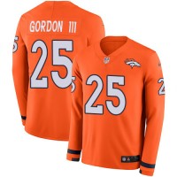 Nike Denver Broncos #25 Melvin Gordon III Orange Team Color Men's Stitched NFL Limited Therma Long Sleeve Jersey