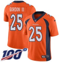 Nike Denver Broncos #25 Melvin Gordon III Orange Team Color Men's Stitched NFL 100th Season Vapor Untouchable Limited Jersey