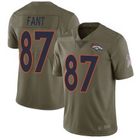 Nike Denver Broncos #87 Noah Fant Olive Men's Stitched NFL Limited 2017 Salute To Service Jersey