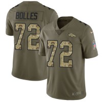 Nike Denver Broncos #72 Garett Bolles Olive/Camo Men's Stitched NFL Limited 2017 Salute To Service Jersey