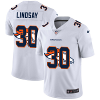 Denver Denver Broncos #30 Phillip Lindsay White Men's Nike Team Logo Dual Overlap Limited NFL Jersey