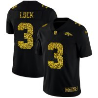 Denver Denver Broncos #3 Drew Lock Men's Nike Leopard Print Fashion Vapor Limited NFL Jersey Black
