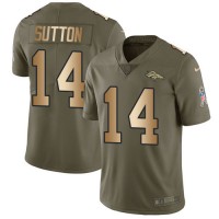 Nike Denver Broncos #14 Courtland Sutton Olive/Gold Men's Stitched NFL Limited 2017 Salute To Service Jersey