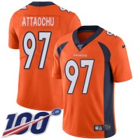 Nike Denver Broncos #97 Jeremiah Attaochu Orange Team Color Men's Stitched NFL 100th Season Vapor Untouchable Limited Jersey