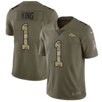 Nike Denver Broncos #1 Marquette King Olive/Camo Men's Stitched NFL Limited 2017 Salute To Service Jersey