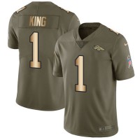 Nike Denver Broncos #1 Marquette King Olive/Gold Men's Stitched NFL Limited 2017 Salute To Service Jersey