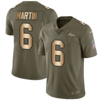 Nike Denver Broncos #6 Sam Martin Olive/Gold Men's Stitched NFL Limited 2017 Salute To Service Jersey