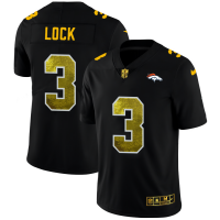 Denver Denver Broncos #3 Drew Lock Men's Black Nike Golden Sequin Vapor Limited NFL Jersey
