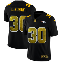 Denver Denver Broncos #30 Phillip Lindsay Men's Black Nike Golden Sequin Vapor Limited NFL Jersey