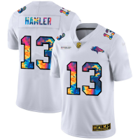 Denver Denver Broncos #13 KJ Hamler Men's White Nike Multi-Color 2020 NFL Crucial Catch Limited NFL Jersey