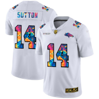 Denver Denver Broncos #14 Courtland Sutton Men's White Nike Multi-Color 2020 NFL Crucial Catch Limited NFL Jersey