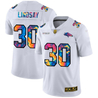 Denver Denver Broncos #30 Phillip Lindsay Men's White Nike Multi-Color 2020 NFL Crucial Catch Limited NFL Jersey