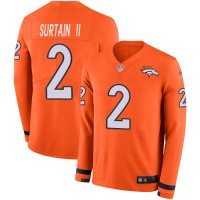 Nike Denver Broncos #2 Patrick Surtain II Orange Team Color Men's Stitched NFL Limited Therma Long Sleeve Jersey