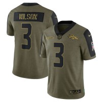 Nike Denver Broncos #3 Russell Wilson Olive Nike 2021 Salute To Service Limited Player Jersey