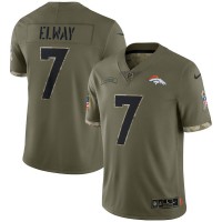 Denver Denver Broncos #7 John Elway Nike Men's 2022 Salute To Service Limited Jersey - Olive