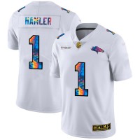 Denver Denver Broncos #1 KJ Hamler Men's White Nike Multi-Color 2020 NFL Crucial Catch Limited NFL Jersey