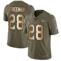 Nike Denver Broncos #28 Royce Freeman Olive/Gold Men's Stitched NFL Limited 2017 Salute To Service Jersey