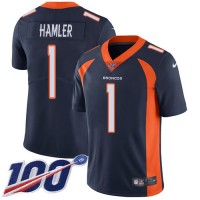 Nike Denver Broncos #1 KJ Hamler Navy Blue Alternate Men's Stitched NFL 100th Season Vapor Untouchable Limited Jersey