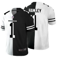 Denver Denver Broncos #1 KJ Hamler Men's Black V White Peace Split Nike Vapor Untouchable Limited NFL Jersey