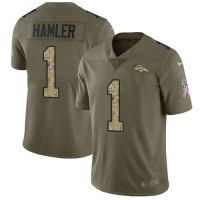 Nike Denver Broncos #1 KJ Hamler Olive/Camo Men's Stitched NFL Limited 2017 Salute To Service Jersey