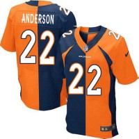 Nike Denver Broncos #22 C.J. Anderson Orange/Navy Blue Men's Stitched NFL Elite Split Jersey