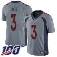 Nike Denver Broncos #3 Drew Lock Gray Men's Stitched NFL Limited Inverted Legend 100th Season Jersey
