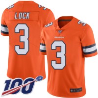Nike Denver Broncos #3 Drew Lock Orange Men's Stitched NFL Limited Rush 100th Season Jersey