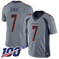 Nike Denver Broncos #7 John Elway Gray Men's Stitched NFL Limited Inverted Legend 100th Season Jersey