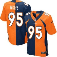 Nike Denver Broncos #95 Derek Wolfe Orange/Navy Blue Men's Stitched NFL Elite Split Jersey
