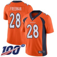 Nike Denver Broncos #28 Royce Freeman Orange Men's Stitched NFL 100th Season Vapor Limited Jersey