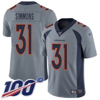 Nike Denver Broncos #31 Justin Simmons Gray Men's Stitched NFL Limited Inverted Legend 100th Season Jersey