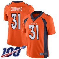 Nike Denver Broncos #31 Justin Simmons Orange Men's Stitched NFL 100th Season Vapor Limited Jersey