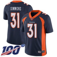 Nike Denver Broncos #31 Justin Simmons Navy Blue Alternate Men's Stitched NFL 100th Season Vapor Limited Jersey
